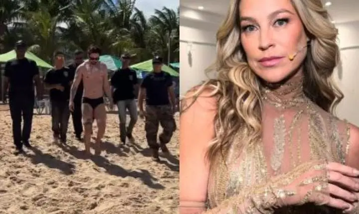 Rico vai à praia escoltado após confusão com Luana Piovani: “Vai que encontro uma doida”