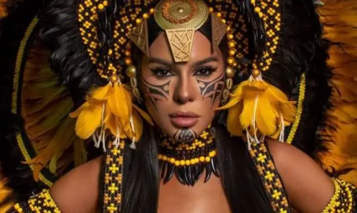 Tàmires Assîs, ex-Fazenda, se apresenta como cunhã-poranga no Festival de Manaus