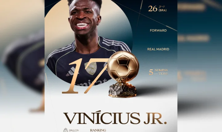 Vini Jr. fica em 17º na Bola de Ouro e Brasil iguala pior marca em 16 anos