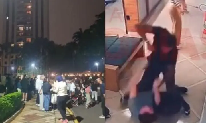 Vizinhos de Aline Mineiro realizam manifestação em condomínio após caso de agressão
